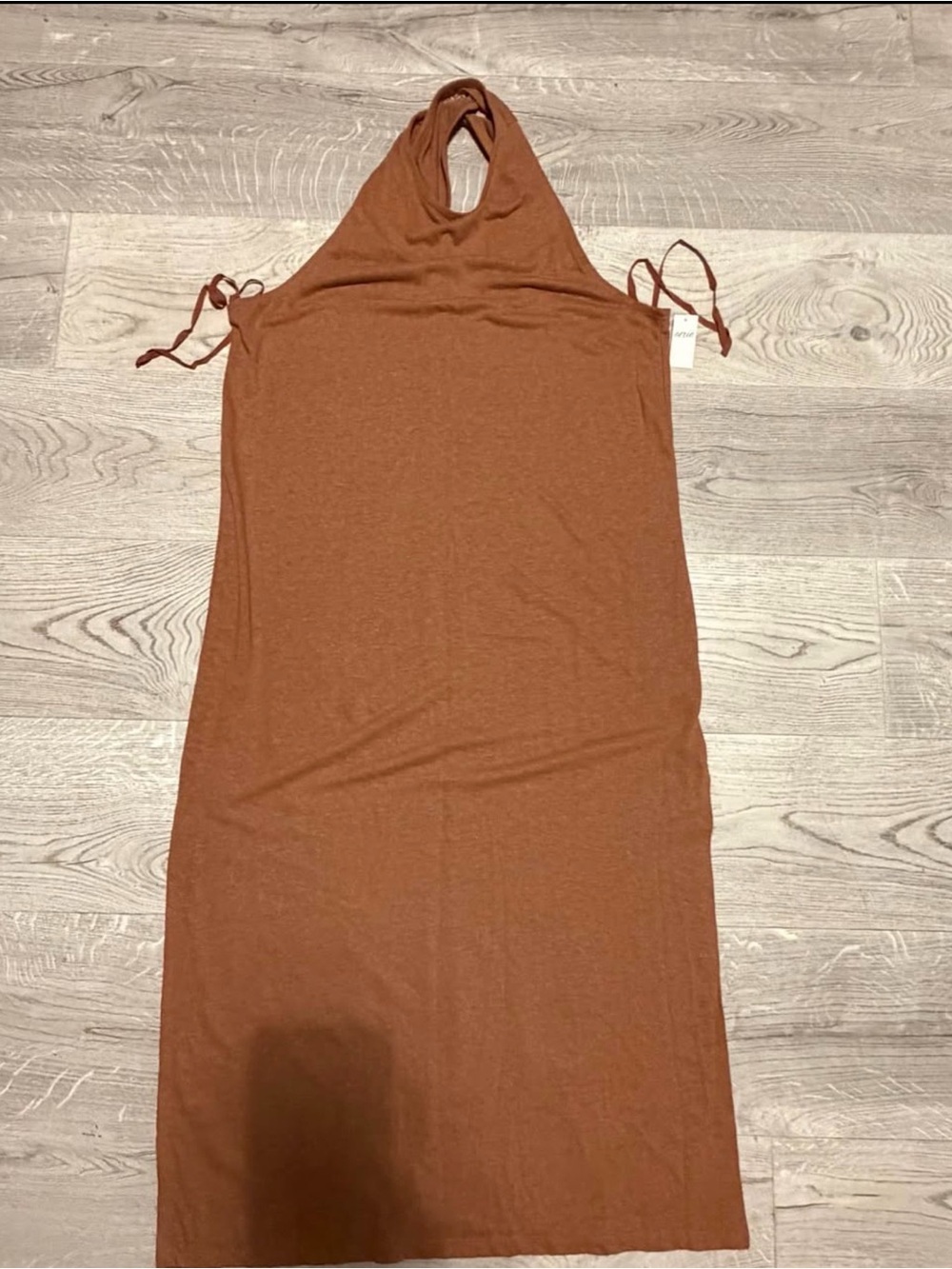 aerie Rust Halter Midi Dress with Side Ties